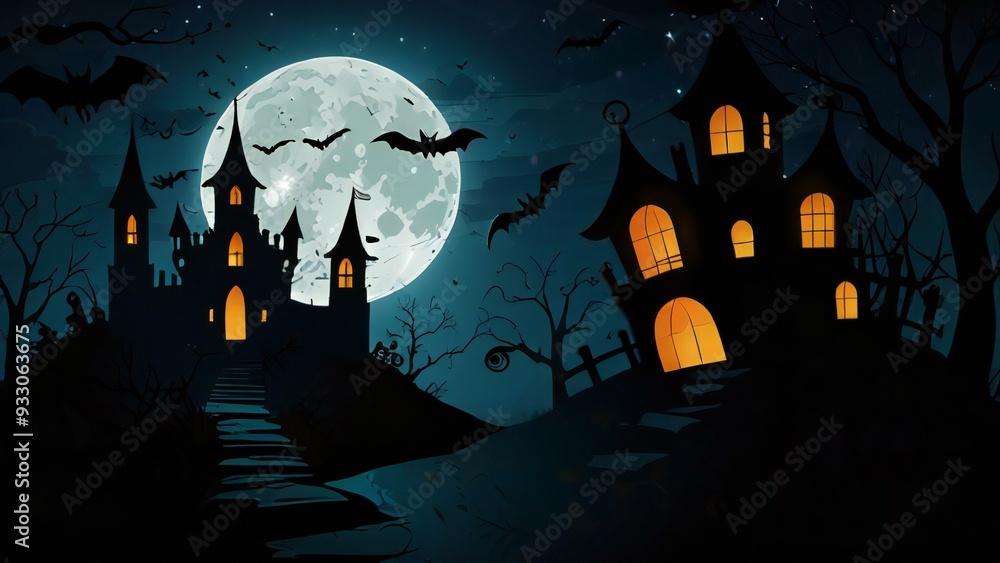 halloween background with house halloween background with house