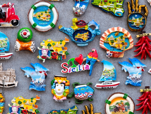  Magnets souvenirs for sale in Sicily. High quality photo