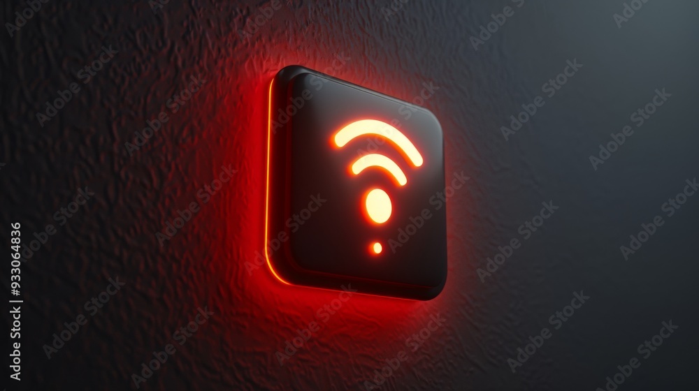 Fototapeta premium high tech trendy, modern, futuristic, glossy wi fi sign(symbol, icon) on dark background
