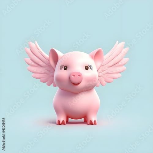 VECTOR PINK WINGED PIG CARTOON 2