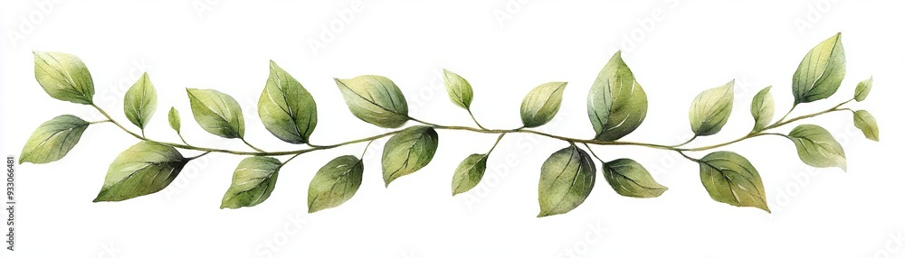 Fototapeta premium Watercolor leaf border, organic shapes, intertwined leaves, soft gradients, elegant and balanced, natural tones, Watercolor style, lsolated on white background