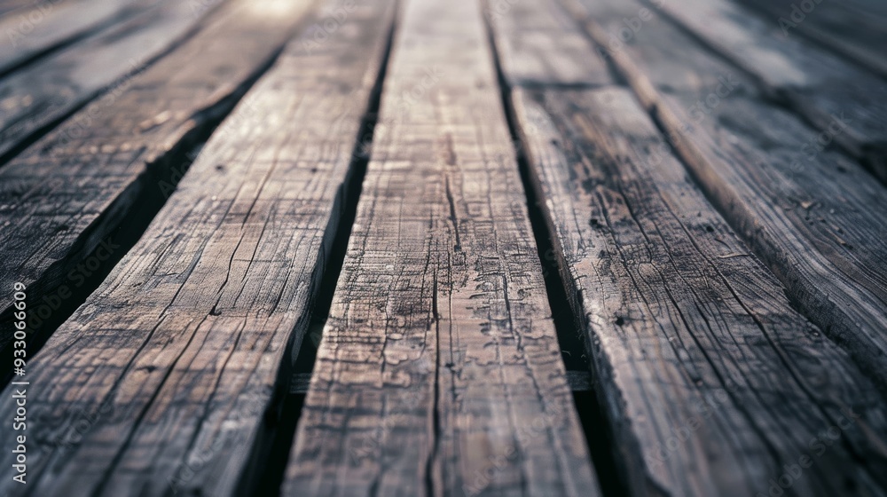 The rugged texture of aged wooden planks is accentuated by the soft light, emphasizing their enduring character. The rugged texture of aged wooden planks is accentuated by the soft light, emphasizing their enduring character.