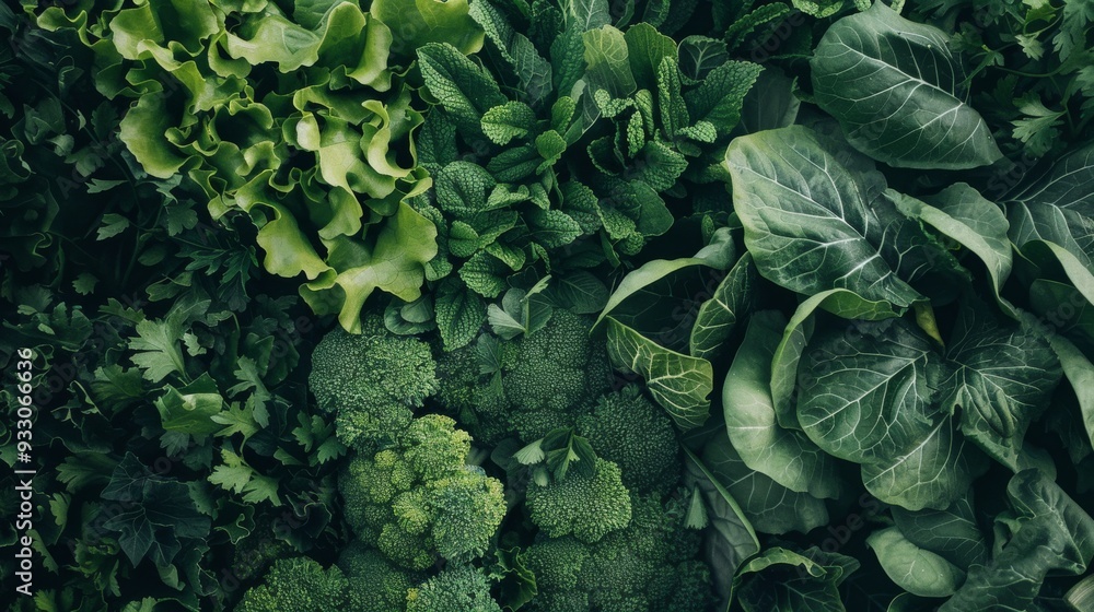 A lush array of various leafy greens, including lettuce, kale, and broccoli, creating a rich tapestry of textures and shades of green. A lush array of various leafy greens, including lettuce, kale, and broccoli, creating a rich tapestry of textures and shades of green.