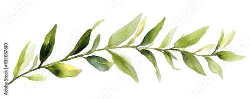 Watercolor leaf art, expressive brush strokes, deep greens, artistic interpretation, flowing movement, dynamic composition, Watercolor style