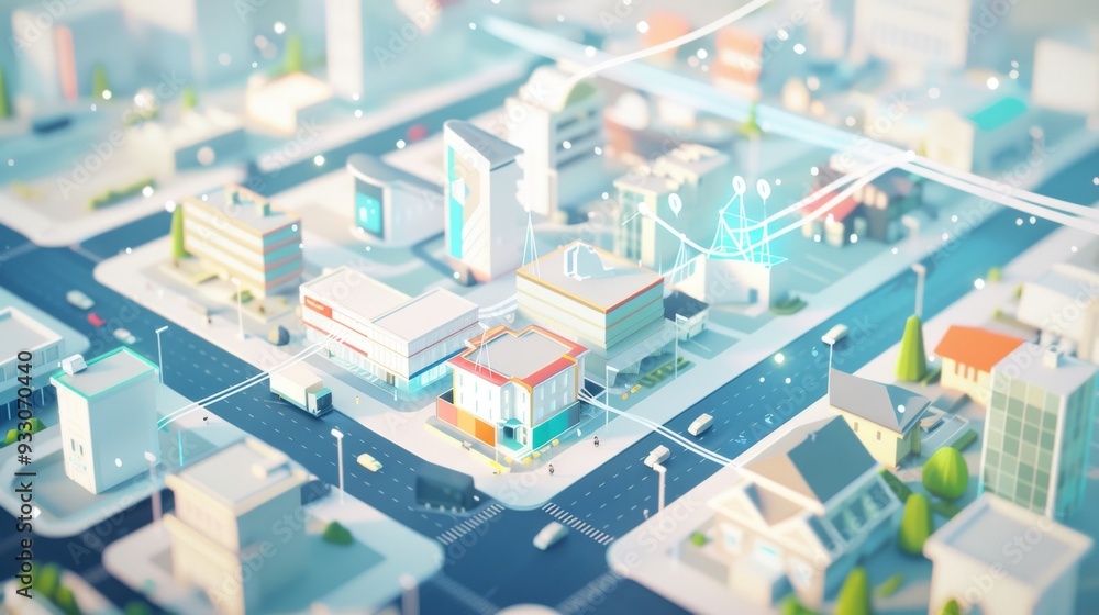 A vibrant mini-city diorama portrays a bustling metropolis with detailed streets, buildings, and hovering drone-like elements. A vibrant mini-city diorama portrays a bustling metropolis with detailed streets, buildings, and hovering drone-like elements.