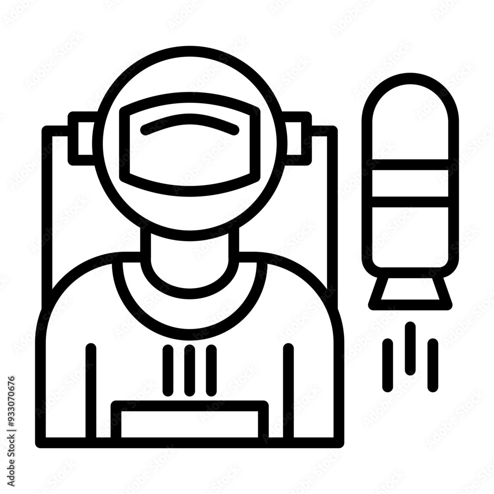 Astronaut Flying Icon Style