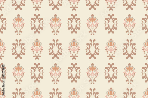 Ikat tribal Indian seamless pattern. Ethnic Aztec fabric carpet mandala ornament native boho chevron textile.Geometric African American oriental traditional vector illustrations. Embroidery style.