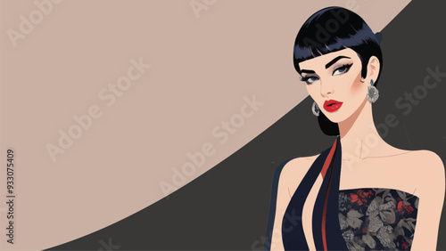 a flat design illustration of a fictional fashion magazine cover featuring a Paris Fashion Week theme