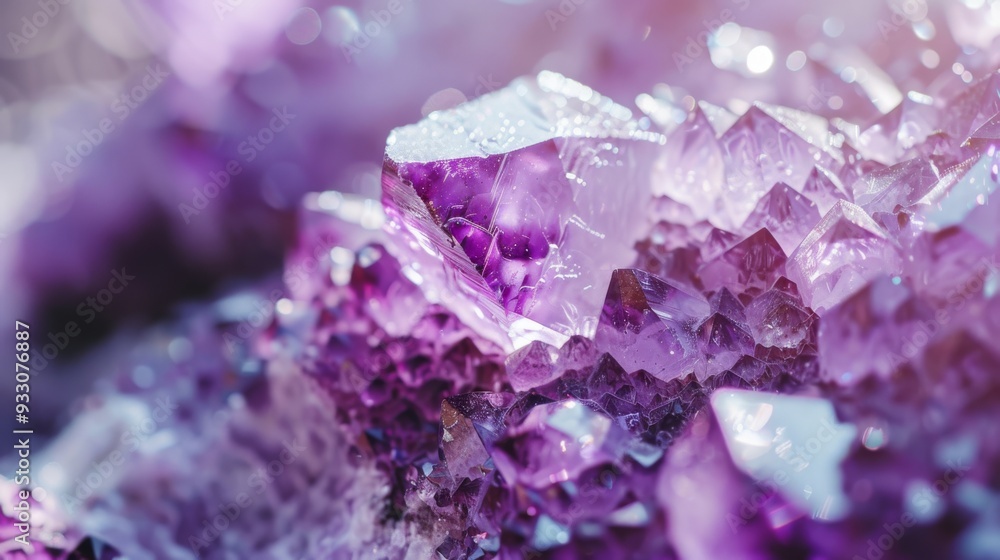 A vibrant, macro shot of a purple crystal cluster, capturing the intricate details and sparkling facets. A vibrant, macro shot of a purple crystal cluster, capturing the intricate details and sparkling facets.