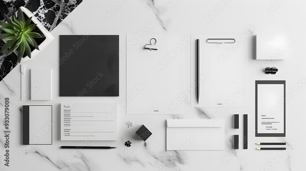 Fototapeta premium Corporate stationery set mockup at white textured paper background. 