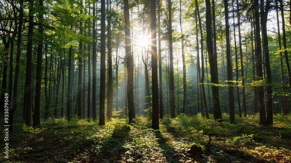 Sunlit Forest Serenity, a tranquil woodland scene where golden rays filter through lush foliage, creating a harmonious atmosphere of peace and natural beauty Sunlit Forest Serenity, a tranquil woodland scene where golden rays filter through lush foliage, creating a harmonious atmosphere of peace and natural beauty