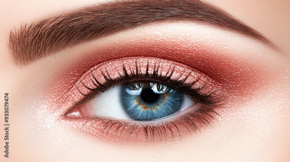 Close-up of stunning blue eye with shimmering eyeshadow Close-up of stunning blue eye with shimmering eyeshadow