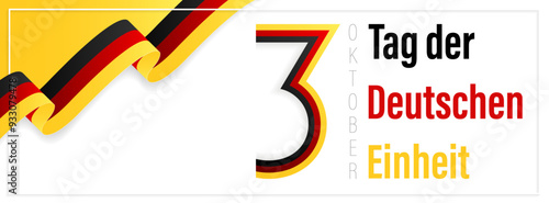Wallpaper Mural 3 Oktober, Tag der Deutschen Einheit, vector illustration.Translated to English as Happy Unity Day Germany, with a bent waving ribbon in the colors of the German national flag. Torontodigital.ca