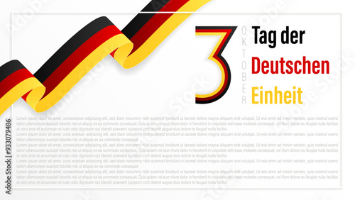 Wallpaper Mural 3 Oktober, Tag der Deutschen Einheit, vector illustration.Translated to English as Happy Unity Day Germany, with a bent waving ribbon in the colors of the German national flag. Torontodigital.ca