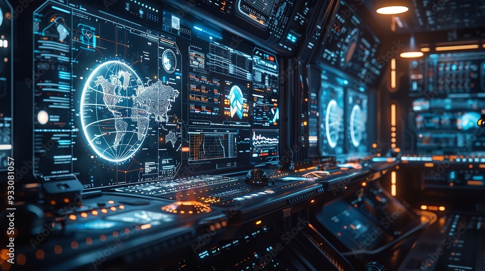 High-tech security operation center with multiple screens, cybersecurity, bathed in neon lights High-tech security operation center with multiple screens, cybersecurity, bathed in neon lights