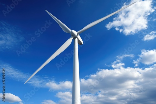 Majestic wind turbine vibrant blue sky