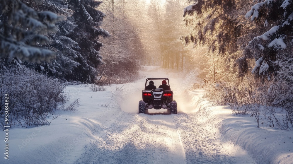 Winter Adventure: A Snowmobile Ride Through a Snowy Forest Winter Adventure: A Snowmobile Ride Through a Snowy Forest