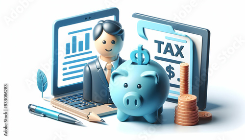 3D Icon as Tax advisor icon and savings account concept as A tax advisor icon paired with a savings account representing financial advice and tax efficient savings ideal for clean and isolated vector  photo