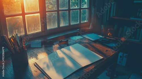 High Angle Close-Up Shot of Blank White Notebook for Productivity and Creativity