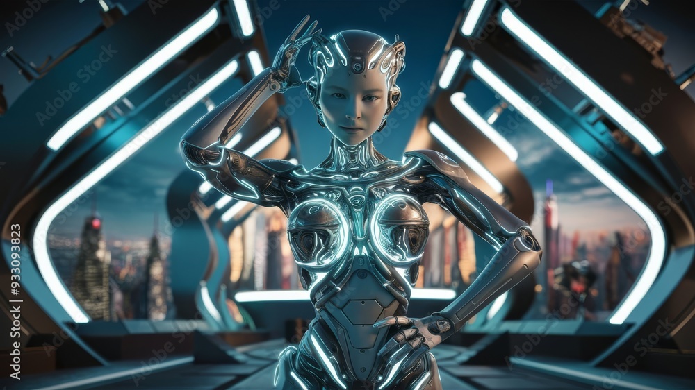 Fototapeta premium 3d render Sci-fi robot AI