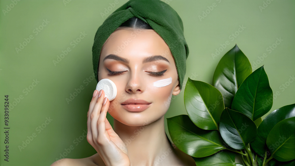 Φωτογραφία Portrait of a woman taking care of her skin.