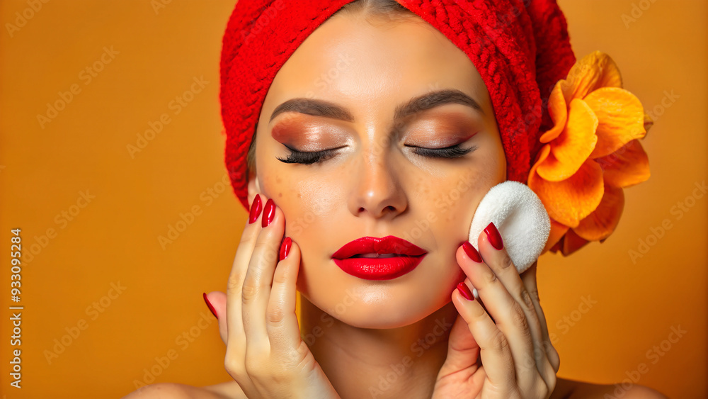 Φωτογραφία Portrait of a woman taking care of her skin.