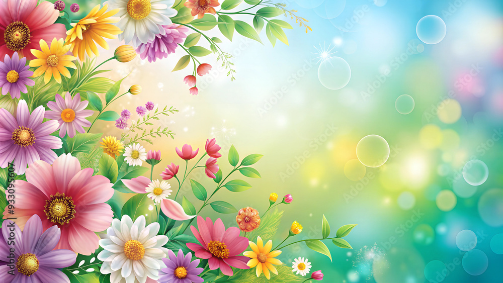 Watercolor abstract background with flowers.
Watercolor abstract background with flowers.