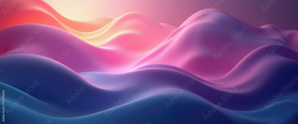 Fototapeta premium Abstract Colorful Waves, Digital Art Background, Minimalist Design