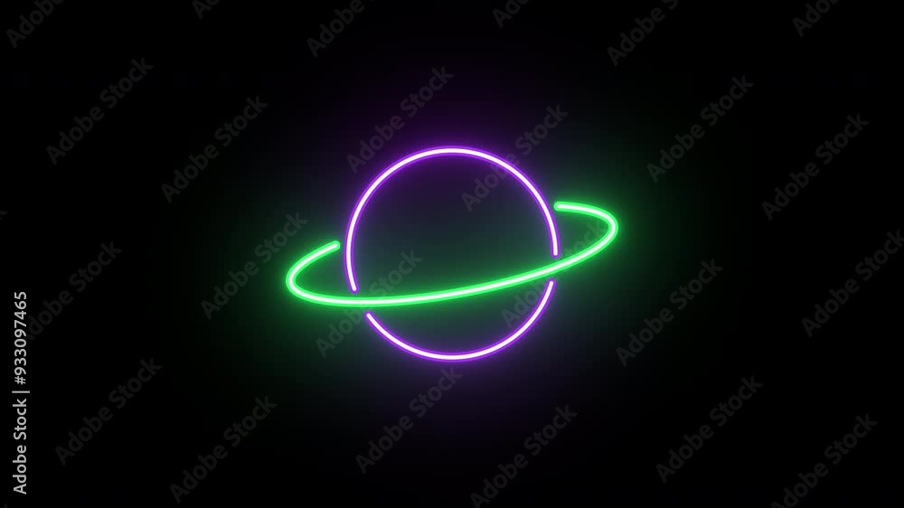 Neon Saturn icon, color shift animation. Glowing neon planet icon, looped color animation. Space world, planet with ring, universe, astrology science, space technology. Green, violet color Neon Saturn icon, color shift animation. Glowing neon planet icon, looped color animation. Space world, planet with ring, universe, astrology science, space technology. Green, violet color