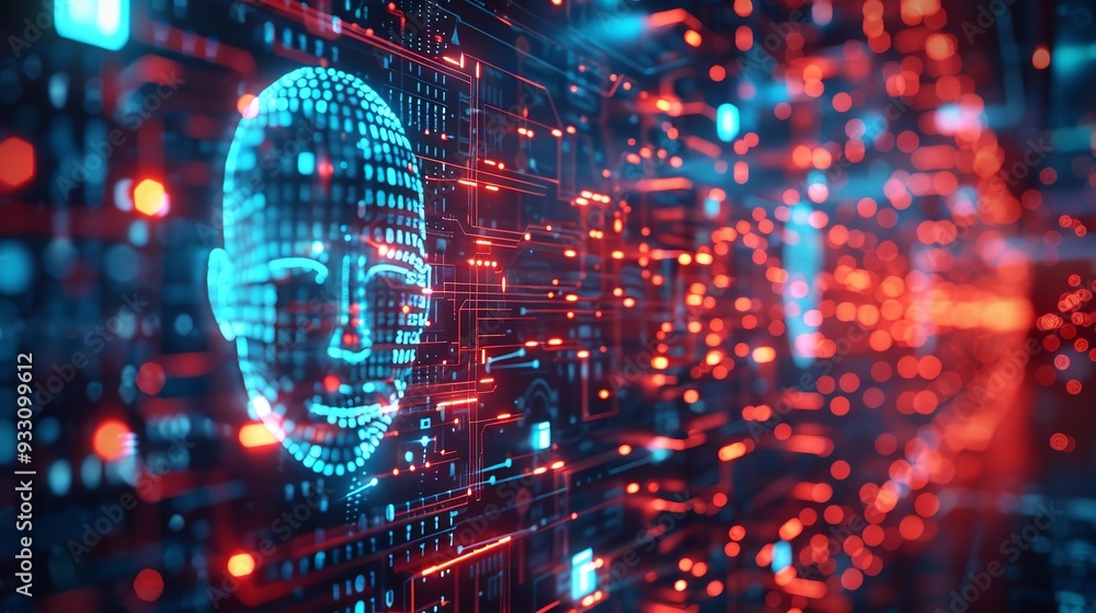 Facial recognition security system, Ai bot face, advance technology Facial recognition security system, Ai bot face, advance technology