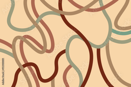 Abstract line wallpaper. Abstract vector. Simplicity. Backdrop. Gift wrap.Postcard. Graphic design. Multicolour.Fabric.Decorative. Earth tone colour.Wave pattern. Ornament. Dynamic.Contemporary.Brown.