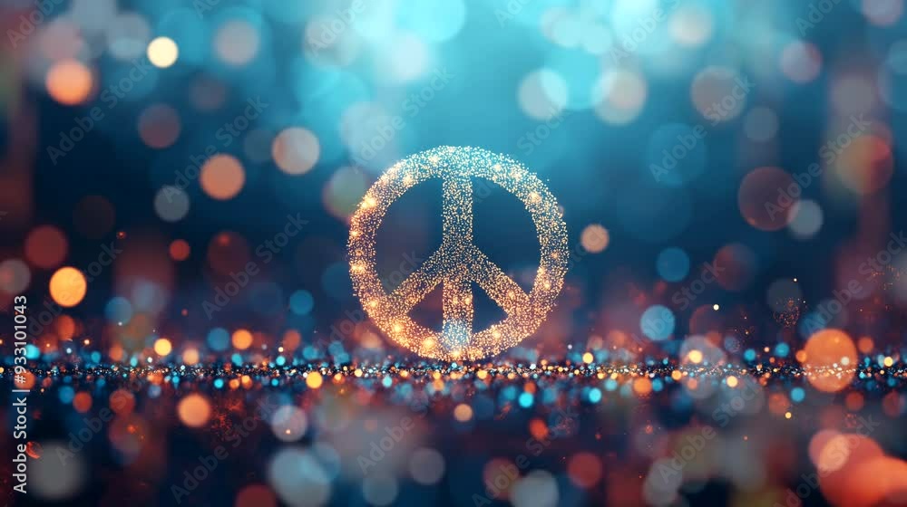 bokeh background with peace sign outline. Looping 4k video animation background bokeh background with peace sign outline. Looping 4k video animation background
