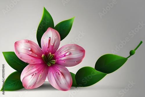 pink lily with leaves