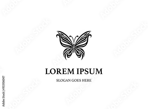 Abstract simple symmetrical butterfly logo design template drawing idea reflecting luxury romantic creative design