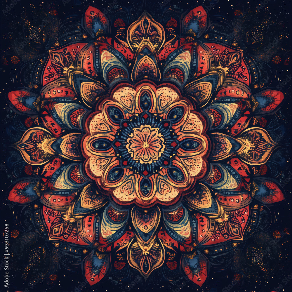 custom made wallpaper toronto digitalVibrant Mandala: Sacred Floral Pattern in Rich Tones