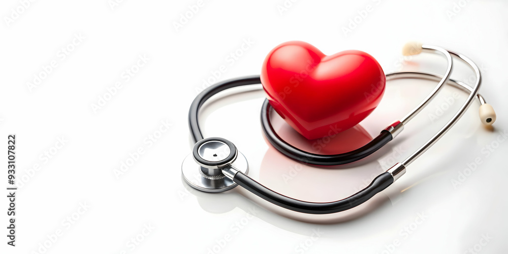 3d Flat icon as Heart and stethoscope symbolizing health and diagnostics with ample space for text. concept as A heart icon and a stethoscope representing the fundamentals of health and diagnostics wi 3d Flat icon as Heart and stethoscope symbolizing health and diagnostics with ample space for text. concept as A heart icon and a stethoscope representing the fundamentals of health and diagnostics wi