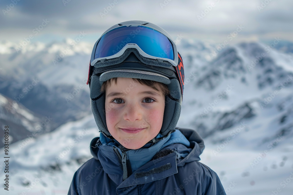 Generated with AI portrait of adorable charming child wear costume winter ski resort Generated with AI portrait of adorable charming child wear costume winter ski resort