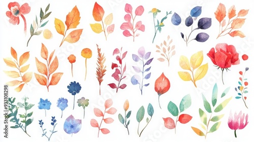 Wallpaper Mural Hand painted watercolor illustrations A large collection of watercolor elements for textile design wallpaper design elements and greeting cards Torontodigital.ca