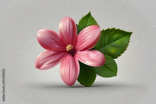 pink flower with  green leaves