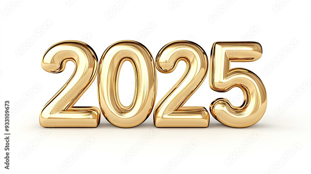 Golden numbers signify the arrival of 2025 in a minimalist design against a clean white background Golden numbers signify the arrival of 2025 in a minimalist design against a clean white background