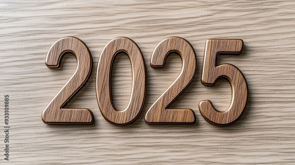 A minimalist representation of the year 2025 in gleaming golden 3D numbers against a clean white background A minimalist representation of the year 2025 in gleaming golden 3D numbers against a clean white background