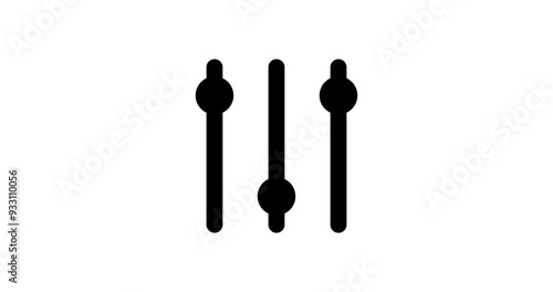 Sliders animation vertical view. Black on white. Alpha channel. Footage. Transparent background.