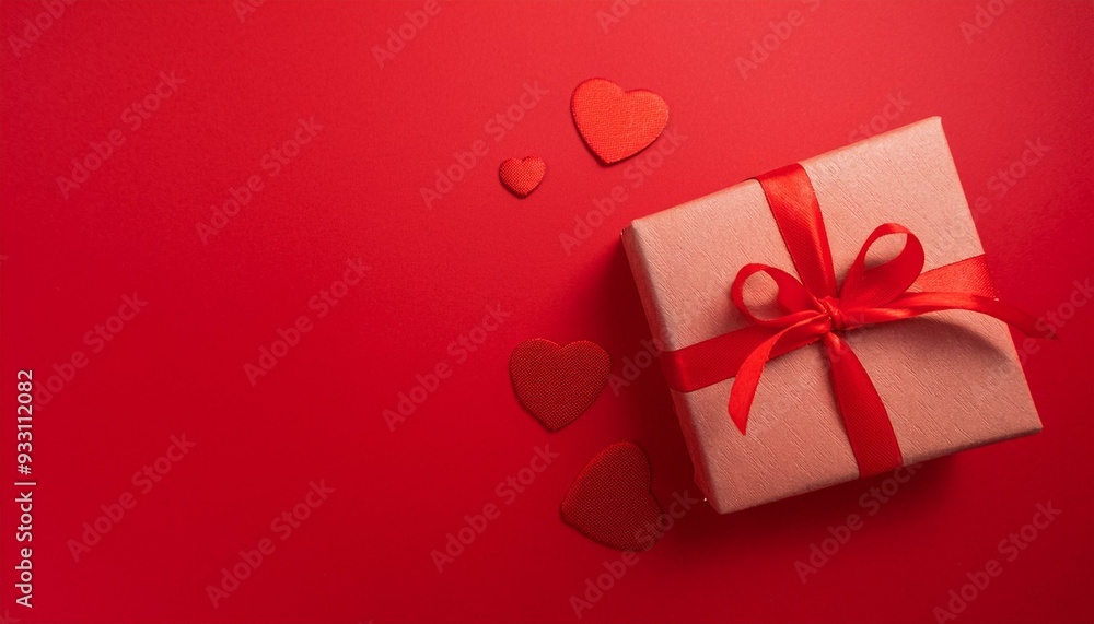 Valentine's day gift. Banner design with present box and hearts Valentine's day gift. Banner design with present box and hearts