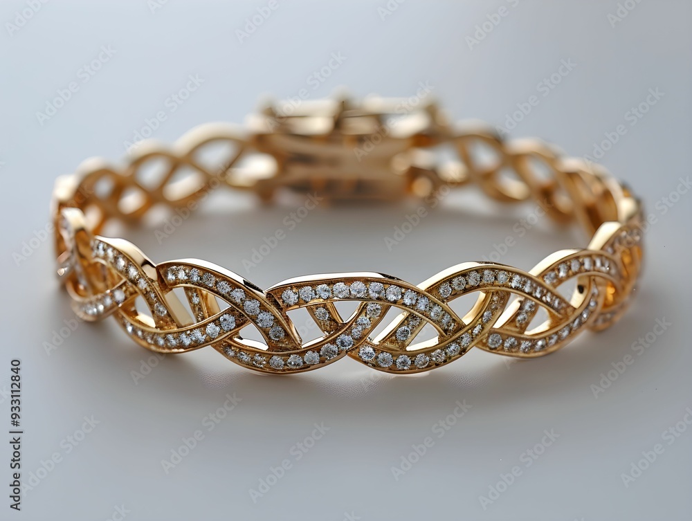 Elegant gold bracelet with intricate design and sparkling diamonds Elegant gold bracelet with intricate design and sparkling diamonds