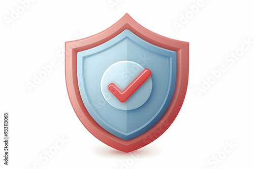 3d Flat icon as Shield and a warranty seal symbolizing protection and validity with ample space for text. concept as A shield and a warranty seal representing protection and validity with room for wri photo