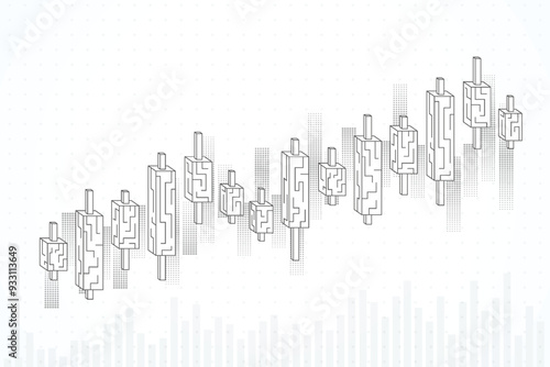 Business candle stick graph chart of stock market investment trading on white background design. Bullish point, Trend of graph. Vector illustration
