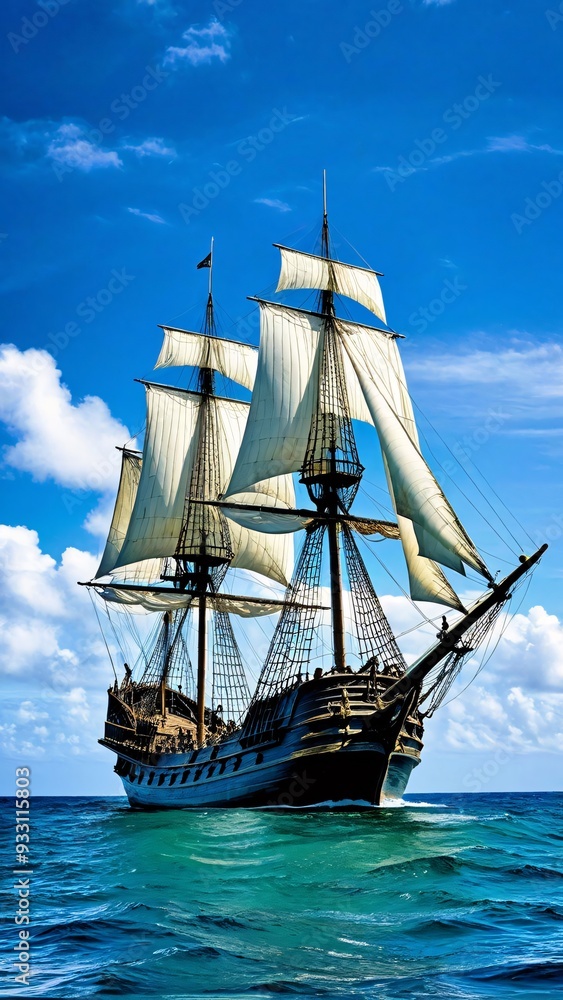 Fototapeta premium beautiful sailing ship in the sea