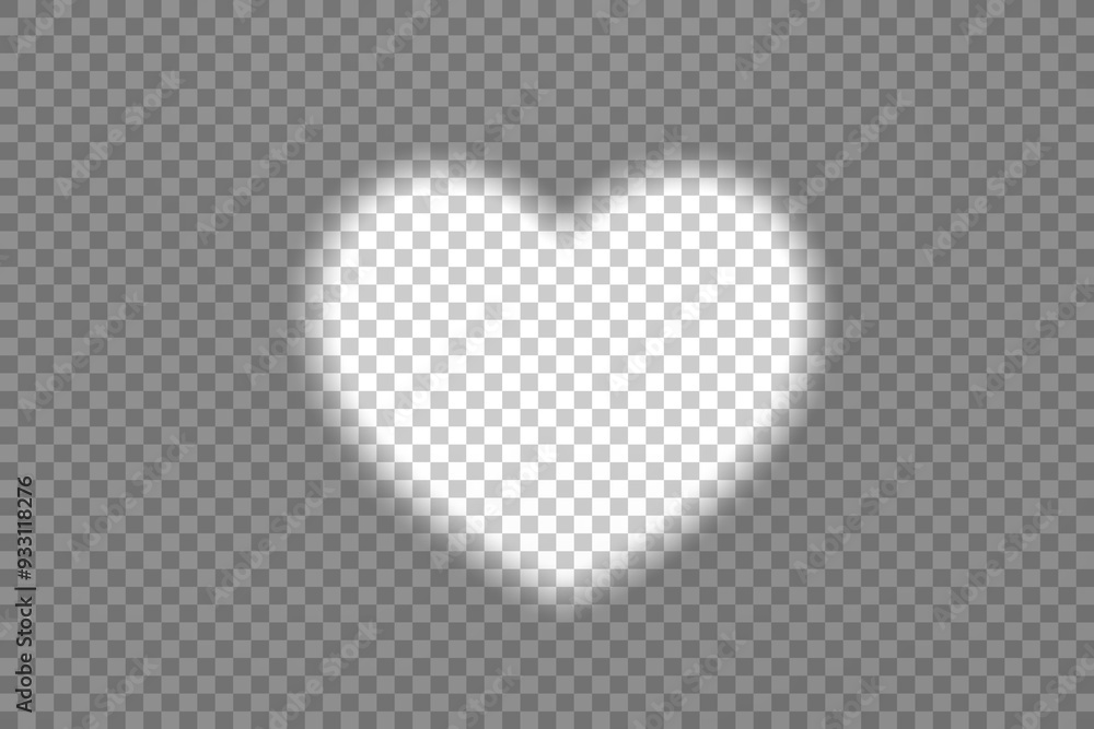 Shadow overlay heart shape spotlight effect isolated on a transparent background. Shadow overlay heart shape spotlight effect isolated on a transparent background.
