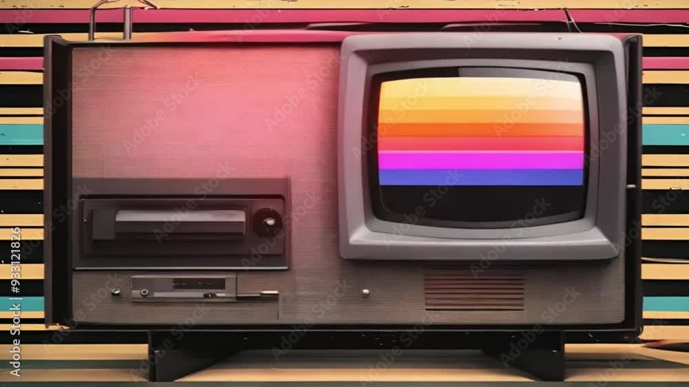 VHS tape effect with analog TV noise Render a retro video loop