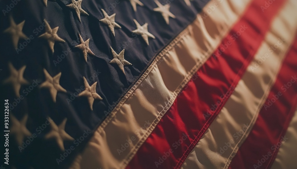 Fototapeta premium Close-up View of an American Flag.